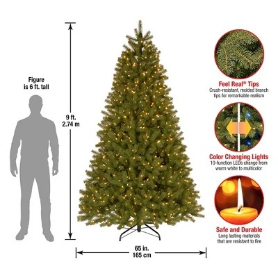 National Tree Company Bayberry Spruce 9 Foot Prelit Artificial Christmas Holiday Tree with White and Multicolor LED Lights, Easy Assembly, Metal Stand 2 National Tree Company Bayberry Spruce 9 Foot Prelit Artificial Christmas Holiday Tree with White and Multicolor LED Lights, Easy Assembly, Metal Stand - Image 2
