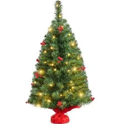 Yaheetech Tabletop Christmas Tree with LED Lights & Red Berries, Green -Christmas Trees Sales Store unnamed file 8149