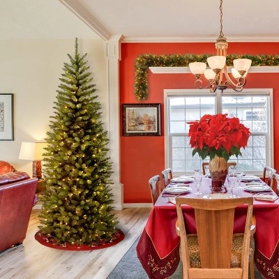 National Tree Company Artificial Pre-Lit Slim Christmas Tree, Green, Kingswood Fir, White Lights, Includes Stand, 6.5 Feet 1 National Tree Company Artificial Pre-Lit Slim Christmas Tree, Green, Kingswood Fir, White Lights, Includes Stand, 6.5 Feet