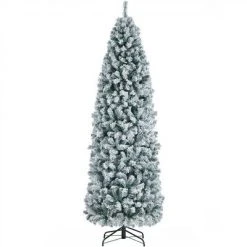 Yaheetech Flocked Pencil Artificial Christmas Tree Snow Frosted Christmas Tree, Green -Christmas Trees Sales Store unnamed file 8204