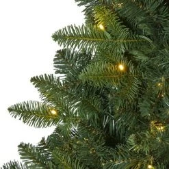 5ft Nearly Natural Pre-Lit LED Grand Teton Spruce Flat Back Artificial Christmas Tree Clear Lights -Christmas Trees Sales Store unnamed file 8208
