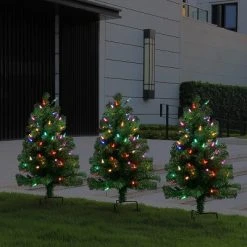 Mr. Christmas Alexa Enabled RGB LED Illuminated Pathway Christmas Trees, Set of 3 -Christmas Trees Sales Store unnamed file 8277