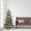 4.5ft Puleo Pre-Lit Flocked Slim Aspen Fir Artificial Christmas Tree Clear Lights