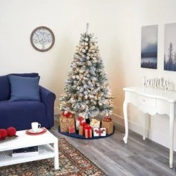 6ft Nearly Natural Pre-Lit LED Flocked Rock Springs Spruce Artificial Christmas Tree Clear Lights -Christmas Trees Sales Store unnamed file 8306