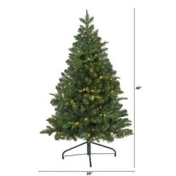 4ft Nearly Natural Pre-Lit LED Grand Teton Spruce Flat Back Artificial Christmas Tree Clear Lights
