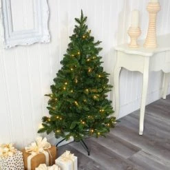 4ft Nearly Natural Pre-Lit LED Grand Teton Spruce Flat Back Artificial Christmas Tree Clear Lights -Christmas Trees Sales Store unnamed file 8313