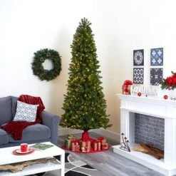 Nearly Natural 8' Pre-Lit LED Slim Virginia Spruce Artificial Christmas Tree Multifunctional Clear Lights -Christmas Trees Sales Store unnamed file 8322