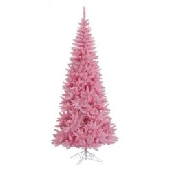 Vickerman 14' Pre-Lit Slim Pink Ashley Spruce Artificial Christmas Tree - Clear and Pink Lights