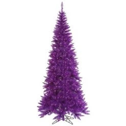 Vickerman 14' Pre-Lit Slim Purple Ashley Spruce Artificial Christmas Tree - Clear and Purple Lights