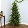 Sunnydaze Decor Sunnydaze Indoor Artificial Unlit Slim Christmas Holiday Tree with Metal Stand and Hinged Branches - 6' - Green