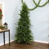 Sunnydaze Decor Sunnydaze Indoor Artificial Unlit Slim Christmas Holiday Tree with Metal Stand and Hinged Branches - 7' - Green