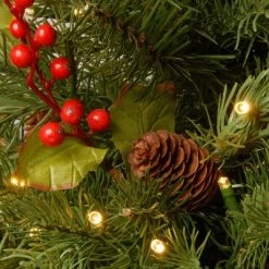 2ft National Tree Company Nordic Spruce Small Artificial Cones & Berries Tree 50ct LED Warm White