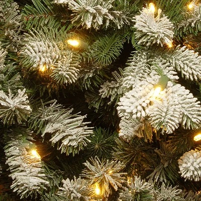 National Tree Company 7.5 ft. PowerConnect(TM) Snowy Sheffield Spruce Pencil Slim with Clear Lights 2 National Tree Company 7.5 ft. PowerConnect(TM) Snowy Sheffield Spruce Pencil Slim with Clear Lights - Image 2