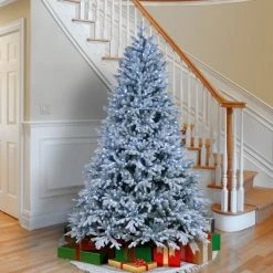National Tree Company 7.5 ft. Snowy Hamilton Spruce Tree with Cool White LED Lights