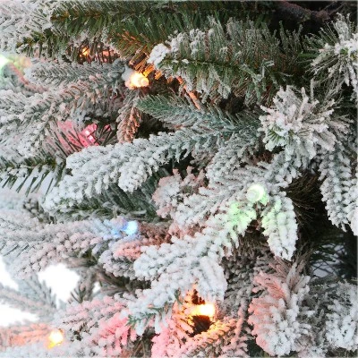 Puleo 4.5' Pre-Lit Flocked Arctic Fir Artificial Christmas Tree Multicolor Lights 2 Puleo 4.5' Pre-Lit Flocked Arctic Fir Artificial Christmas Tree Multicolor Lights - Image 2