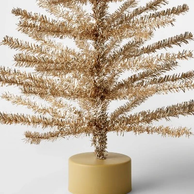 24" Unlit Tinsel Artificial Christmas Tree Champagne Gold - Wondershop™ 1 24" Unlit Tinsel Artificial Christmas Tree Champagne Gold - Wondershop™