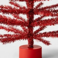 24" Unlit Tinsel Artificial Christmas Tree Red - Wondershop™