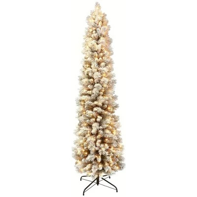 Primo International Puleo International Prelit Flocked Snowy Pencil Tree with Metal Stand 5 Primo International Puleo International Prelit Flocked Snowy Pencil Tree with Metal Stand - Image 5