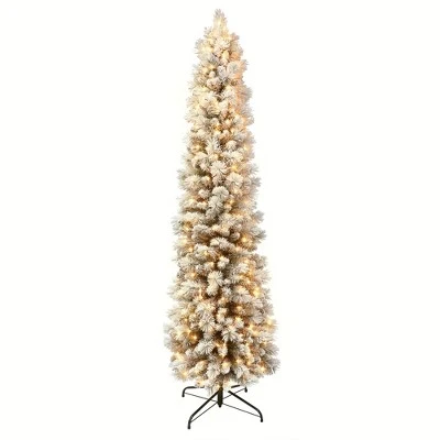 Primo International Puleo International Prelit Flocked Snowy Pencil Tree with Metal Stand 7 Primo International Puleo International Prelit Flocked Snowy Pencil Tree with Metal Stand - Image 7