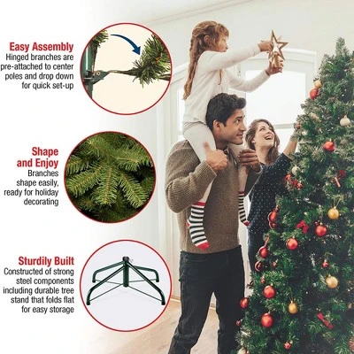 National Tree Company Carolina Pine 7.5 Foot Artificial Holiday Prelit Christmas Tree w/750 Clear Lights, Pinecones, 1399 Branch Tips and Metal Stand 2 National Tree Company Carolina Pine 7.5 Foot Artificial Holiday Prelit Christmas Tree w/750 Clear Lights, Pinecones, 1399 Branch Tips and Metal Stand - Image 2