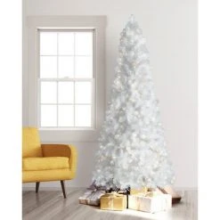 Treetopia All Snowed In White 8 Foot Artificial Prelit Slim Narrow Christmas Tree Holiday Decoration with White LED Lights, Premium Stand & Foot Pedal -Christmas Trees Sales Store unnamed file 8476