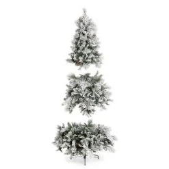 Home Heritage Pre-Lit Snowdrift Flocked Artificial Holiday Tree, Clear Lights, Natural-Looking PVC Foliage Tips, Metal Stand -Christmas Trees Sales Store unnamed file 8484