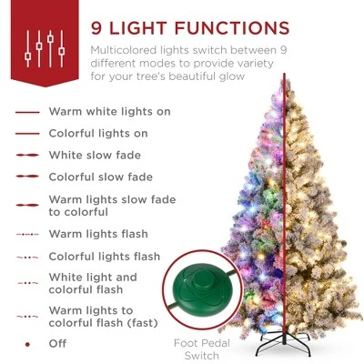 Best Choice Products Pre-Lit Holiday Christmas Pine Tree w/ Flocked Branches, Warm-White & Multicolored Lights 1 Best Choice Products Pre-Lit Holiday Christmas Pine Tree w/ Flocked Branches, Warm-White & Multicolored Lights