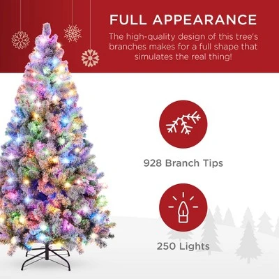 Best Choice Products Pre-Lit Holiday Christmas Pine Tree w/ Flocked Branches, Warm-White & Multicolored Lights 3 Best Choice Products Pre-Lit Holiday Christmas Pine Tree w/ Flocked Branches, Warm-White & Multicolored Lights - Image 3
