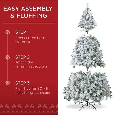 Best Choice Products Pre-Lit Holiday Christmas Pine Tree w/ Flocked Branches, Warm-White & Multicolored Lights 4 Best Choice Products Pre-Lit Holiday Christmas Pine Tree w/ Flocked Branches, Warm-White & Multicolored Lights - Image 4