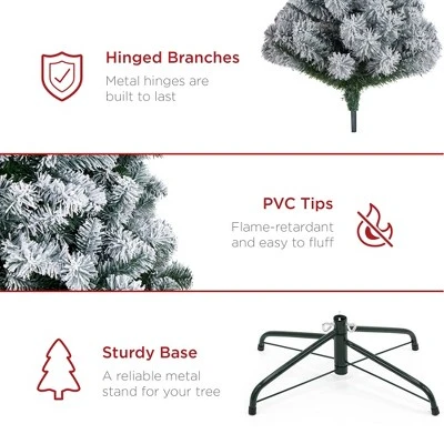 Best Choice Products Pre-Lit Holiday Christmas Pine Tree w/ Flocked Branches, Warm-White & Multicolored Lights 5 Best Choice Products Pre-Lit Holiday Christmas Pine Tree w/ Flocked Branches, Warm-White & Multicolored Lights - Image 5