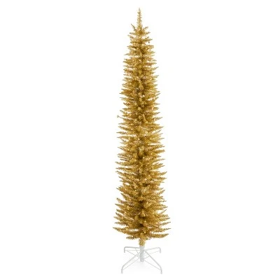 Evergreen Classics Home Heritage 7 Foot Prelit Artificial Pencil Christmas Holiday Tree with White LED Lights, Folding Metal Stand and Easy Assembly 6 Evergreen Classics Home Heritage 7 Foot Prelit Artificial Pencil Christmas Holiday Tree with White LED Lights, Folding Metal Stand and Easy Assembly - Image 6