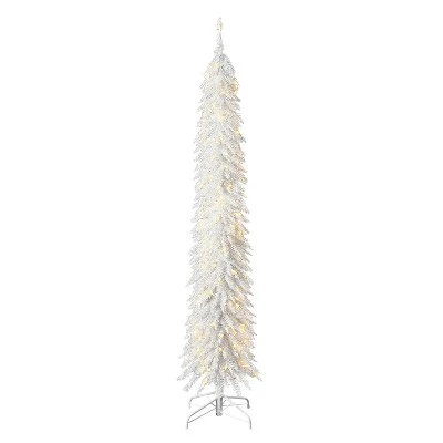 Evergreen Classics Home Heritage 7 Foot Prelit Artificial Pencil Christmas Holiday Tree with White LED Lights, Folding Metal Stand and Easy Assembly 8 Evergreen Classics Home Heritage 7 Foot Prelit Artificial Pencil Christmas Holiday Tree with White LED Lights, Folding Metal Stand and Easy Assembly - Image 8