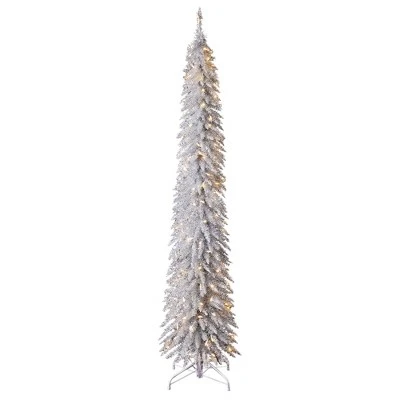 Evergreen Classics Home Heritage 7 Foot Prelit Artificial Pencil Christmas Holiday Tree with White LED Lights, Folding Metal Stand and Easy Assembly 9 Evergreen Classics Home Heritage 7 Foot Prelit Artificial Pencil Christmas Holiday Tree with White LED Lights, Folding Metal Stand and Easy Assembly - Image 9