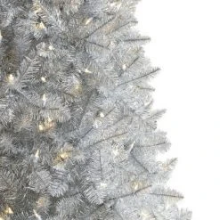 Treetopia Silver Stardust 5 Foot Artificial Prelit Full Tinsel Christmas Tree Holiday Decoration with White LED Lights, Premium Stand & Foot Pedal -Christmas Trees Sales Store unnamed file 8545