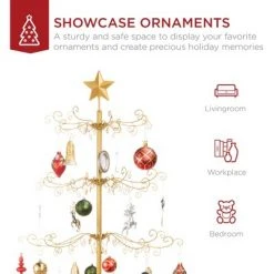 Best Choice Products Wrought Iron Ornament Display Christmas Tree w/ Easy Assembly, Stand
