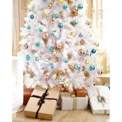 Treetopia 2810451 7 Foot Tall Pre Lit Artificial Christmas Tree Decoration with 450 Hand Strung LED Lights and Matching Stand, Winter White