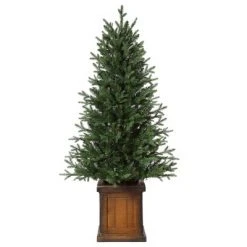 4.5ft Haute Decor Pre-Lit LED New Haven Fraser Fir Potted Artificial Christmas Tree White Lights