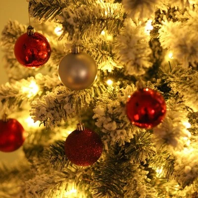 HOMCOM Tall Pre-Lit Snow-Flocked Artificial Christmas Tree with Realistic Branches, Warm White LED Lights and Tips 4 HOMCOM Tall Pre-Lit Snow-Flocked Artificial Christmas Tree with Realistic Branches, Warm White LED Lights and Tips - Image 4