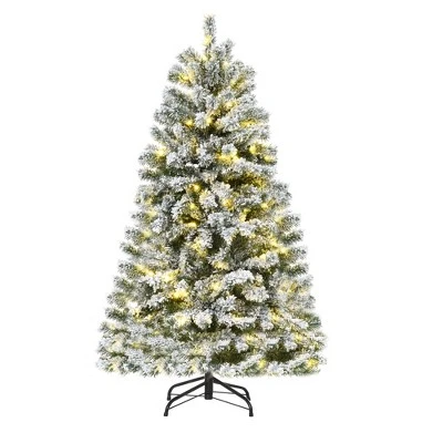 HOMCOM Tall Pre-Lit Snow-Flocked Artificial Christmas Tree with Realistic Branches, Warm White LED Lights and Tips 6 HOMCOM Tall Pre-Lit Snow-Flocked Artificial Christmas Tree with Realistic Branches, Warm White LED Lights and Tips - Image 6