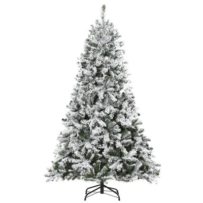 HOMCOM Tall Pre-Lit Snow-Flocked Artificial Christmas Tree with Realistic Branches, Warm White LED Lights and Tips 8 HOMCOM Tall Pre-Lit Snow-Flocked Artificial Christmas Tree with Realistic Branches, Warm White LED Lights and Tips - Image 8