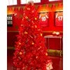 Treetopia Lipstick Red 6 Foot Artificial Prelit Full Bodied Christmas Tree Holiday Decoration with White LED Lights, Premium Stand & Foot Pedal