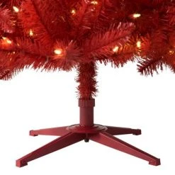 Treetopia Lipstick Red 6 Foot Artificial Prelit Full Bodied Christmas Tree Holiday Decoration with White LED Lights, Premium Stand & Foot Pedal -Christmas Trees Sales Store unnamed file 8585