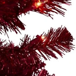 Northlight 6' Prelit Artificial Christmas Tree Red Tinsel - Clear Lights