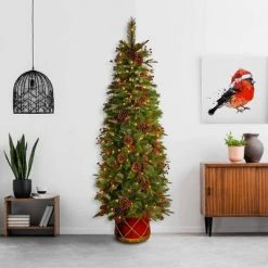 6ft Pre-lit Slim Colonial Half Artificial Christmas Tree Clear Lights - National Tree Company