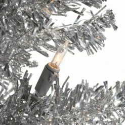 National Tree Company 4ft National Christmas Tree Company Pre-Lit Silver Tinsel Artificial Christmas Tree with 70 Clear Lights