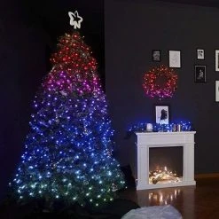 Twinkly TWT250STP-BUS Quick Set Up 5 Foot App Controlled Indoor Pre Lit Christmas Tree with 250 Multicolor LED String Lights with Timer Function