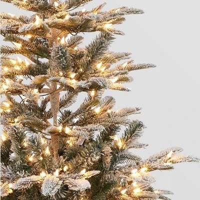 Puleo 7.5ft Pre-lit Artificial Christmas Tree Flocked Full Alaskan Fir 2 Puleo 7.5ft Pre-lit Artificial Christmas Tree Flocked Full Alaskan Fir - Image 2