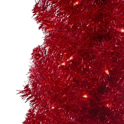 Northlight 4' Pre-Lit Slim Red Artificial Christmas Tree - Clear Lights 1 Northlight 4' Pre-Lit Slim Red Artificial Christmas Tree - Clear Lights
