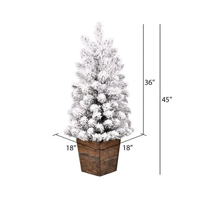 Vickerman Flocked Gifford Slim Potted Pine Artificial Christmas Tree 2 Vickerman Flocked Gifford Slim Potted Pine Artificial Christmas Tree - Image 2