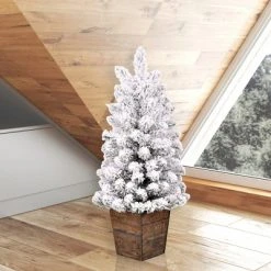 Vickerman Flocked Gifford Slim Potted Pine Artificial Christmas Tree 6 Vickerman Flocked Gifford Slim Potted Pine Artificial Christmas Tree -Christmas Trees Sales Store unnamed file 8800